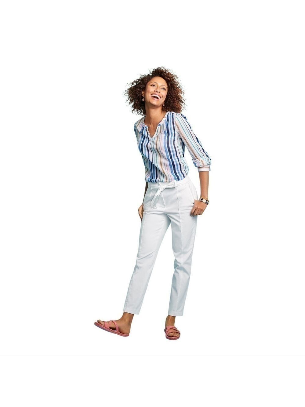 talbots TIE WAIST CHINOS ankle in white